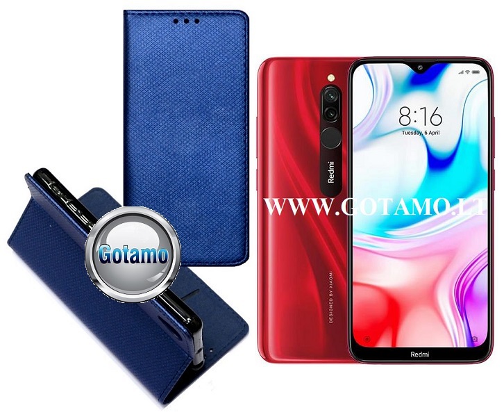 Re-Grid magnetinis dėklas Xiaomi Redmi 8 8A telefonams mėlynos spalvos