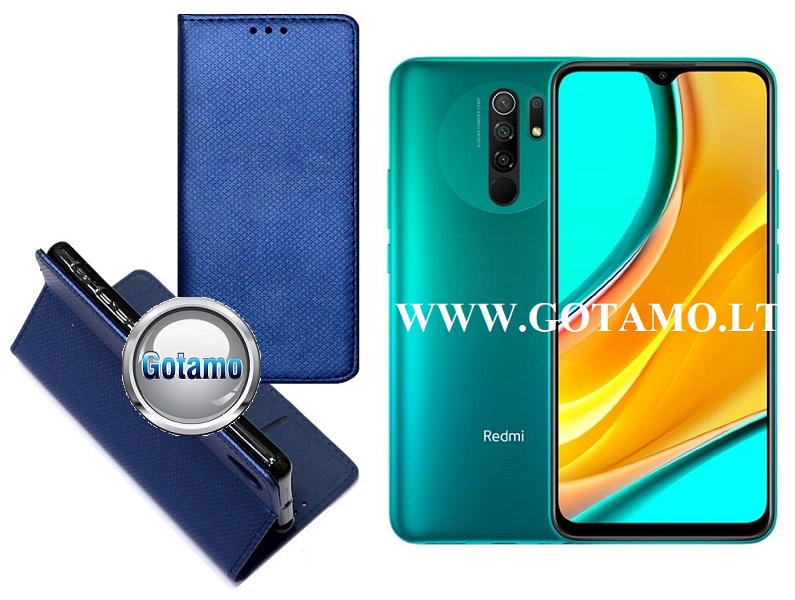 Re-Grid magnetinis dėklas Xiaomi Redmi 9 mobiliesiems telefonams mėlynos spalvos