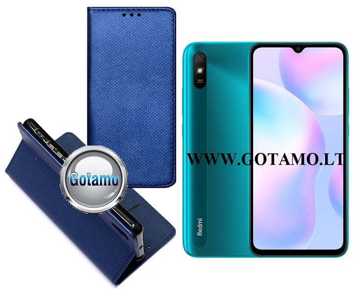 Re-Grid magnetinis dėklas Xiaomi Redmi 9A telefonams mėlynos spalvos