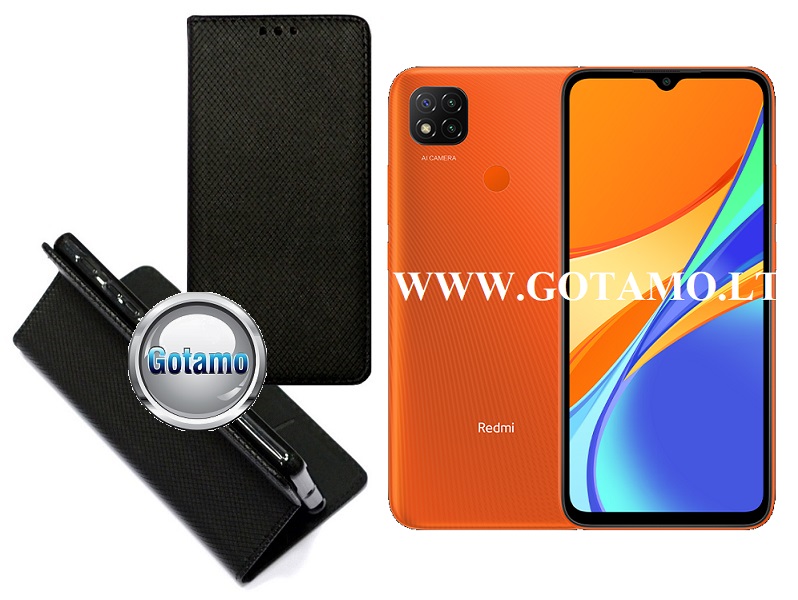 Re-Grid magnetinis dėklas Xiaomi Redmi 9C, Xiaomi Redmi 10A telefonams juodos spalvos