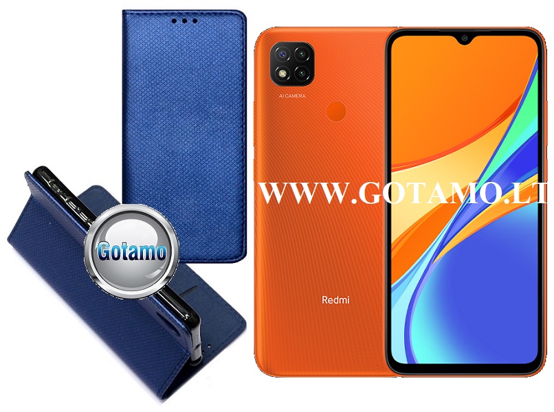 Re-Grid magnetinis dėklas Xiaomi Redmi 9C, Xiaomi Redmi 10A telefonams mėlynos spalvos