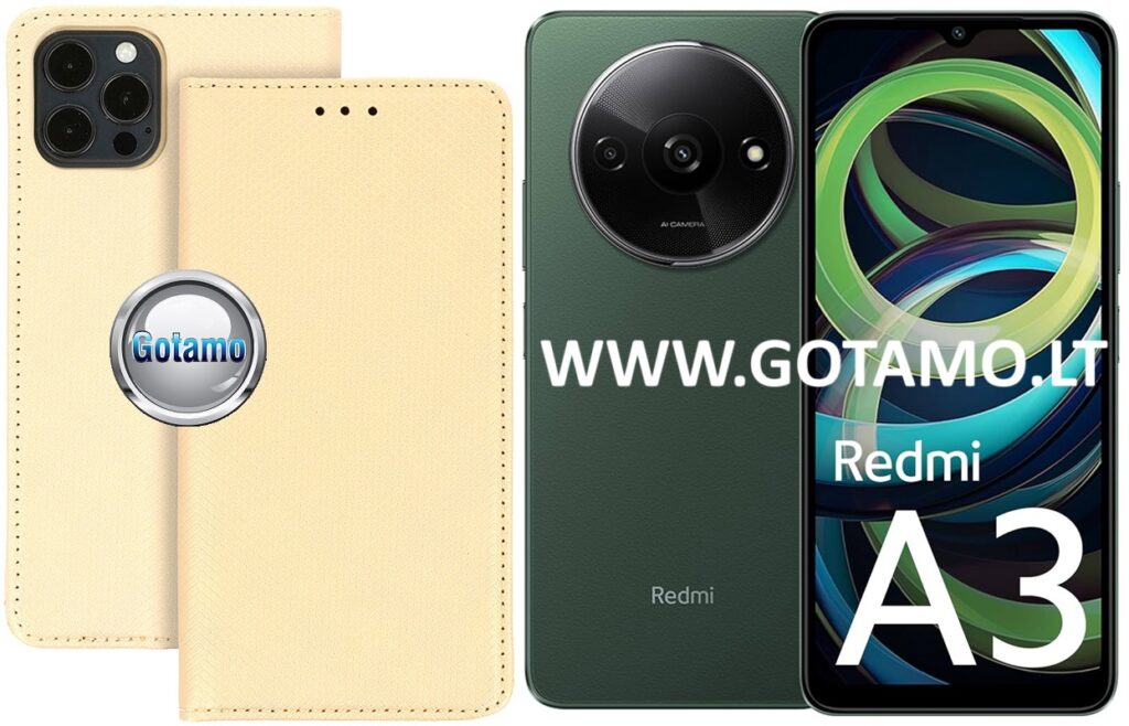 Re-Grid magnetinis dėklas Xiaomi Redmi A3 telefonui aukso spalvos