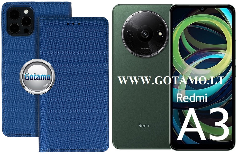 Re-Grid magnetinis dėklas Xiaomi Redmi A3 telefonui mėlynos spalvos