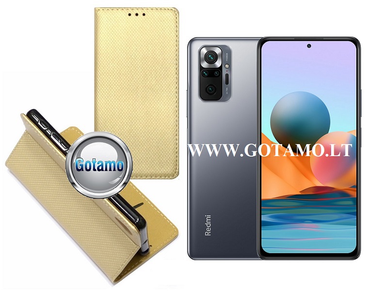 Re-Grid magnetinis dėklas Xiaomi Redmi Note 10 Pro, Xiaomi Redmi Note 10 Pro Max telefonams aukso spalvos
