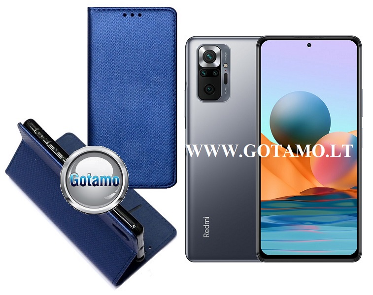Re-Grid magnetinis dėklas Xiaomi Redmi Note 10 Pro, Xiaomi Redmi Note 10 Pro Max telefonams mėlynos spalvos