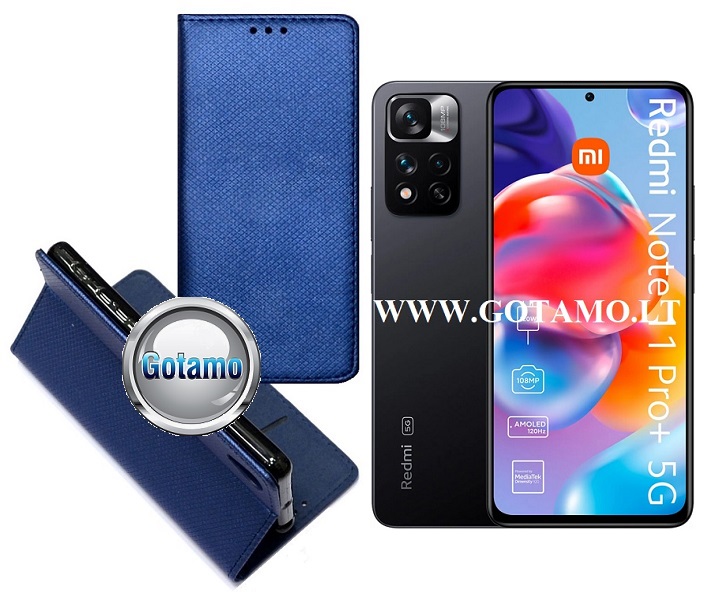 Re-Grid magnetinis dėklas Xiaomi Redmi Note 11 Pro+ 5G, Xiaomi Poco X4 NFC telefonams mėlynos spalvos