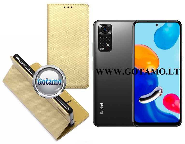 Re-Grid magnetinis dėklas Xiaomi Redmi Note 11, Xiaomi Redmi Note 11S telefonams aukso spalvos