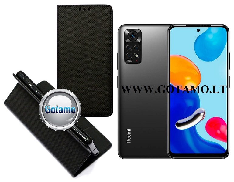 Re-Grid magnetinis dėklas Xiaomi Redmi Note 11, Xiaomi Redmi Note 11S telefonams juodos spalvos