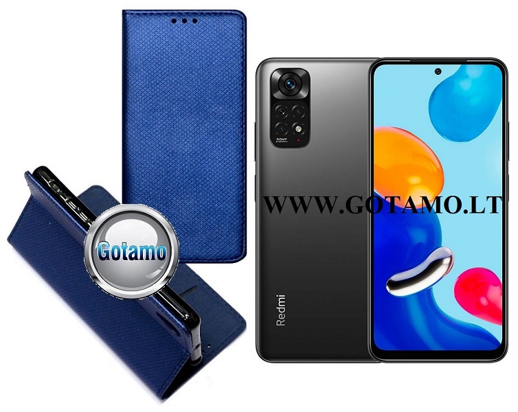 Re-Grid magnetinis dėklas Xiaomi Redmi Note 11, Xiaomi Redmi Note 11S telefonams mėlynos spalvos