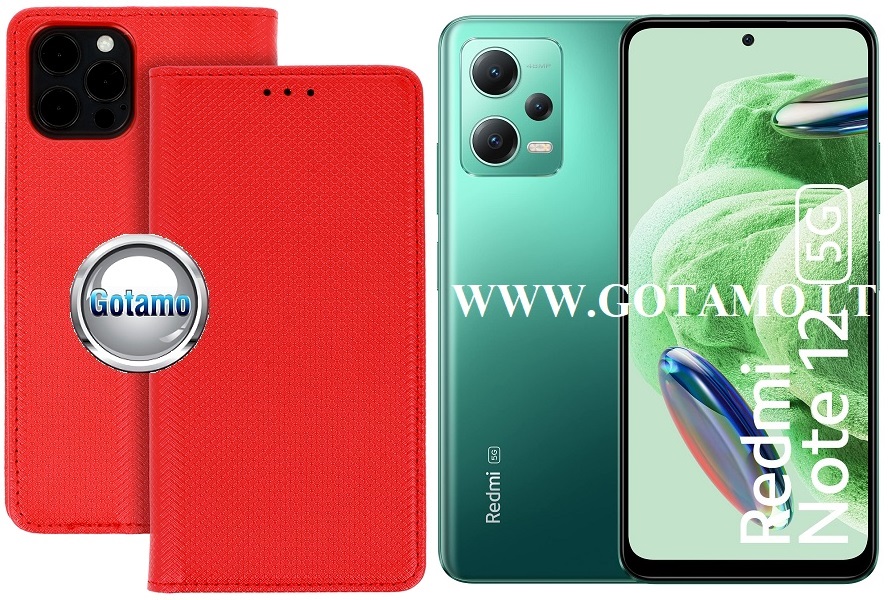 Re-Grid magnetinis dėklas Xiaomi Redmi Note 12, Xiaomi Poco X5 telefonams raudonos spalvos