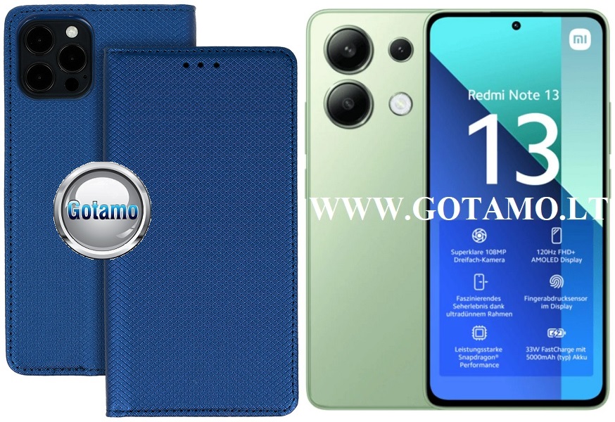 Re-Grid magnetinis dėklas Xiaomi Redmi Note 13 4G telefonui mėlynos spalvos