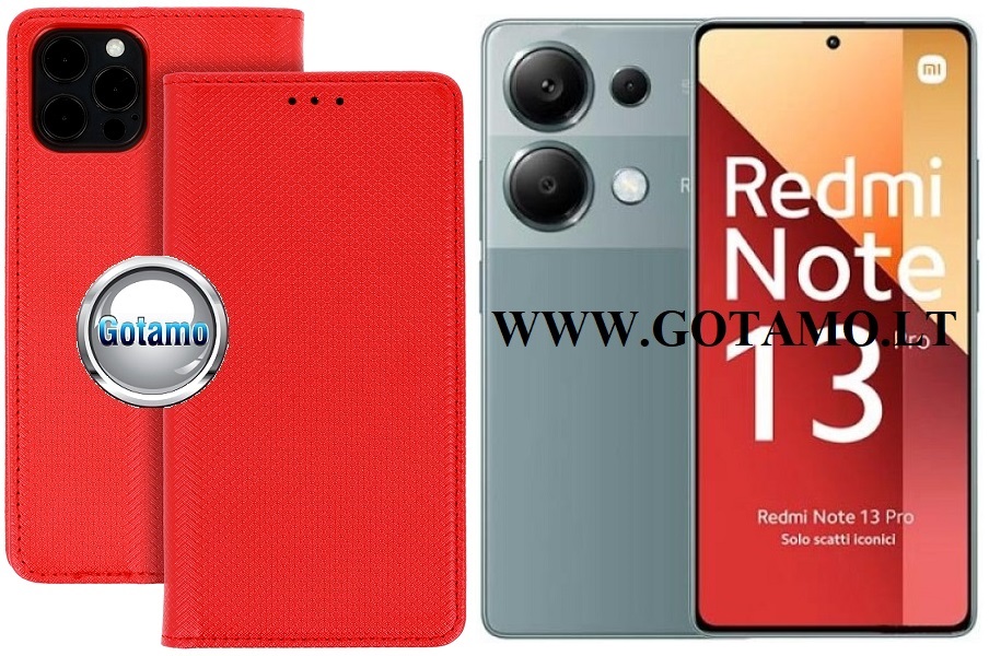 Re-Grid magnetinis dėklas Xiaomi Redmi Note 13 Pro 4G, Xiaomi Poco M6 Pro telefonams raudonos spalvos