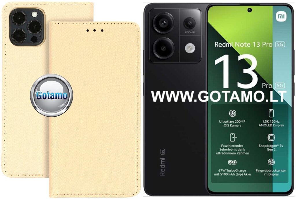 Re-Grid magnetinis dėklas Xiaomi Redmi Note 13 Pro 5G, Xiaomi Poco X6 telefonams aukso spalvos