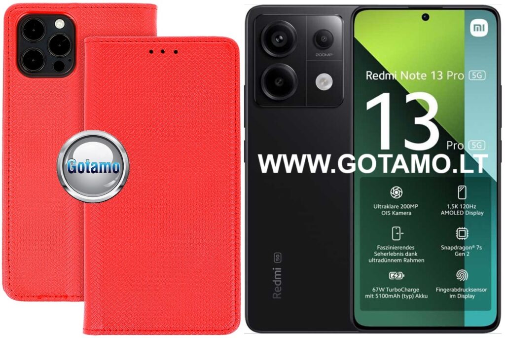 Re-Grid magnetinis dėklas Xiaomi Redmi Note 13 Pro 5G, Xiaomi Poco X6 telefonams raudonos spalvos
