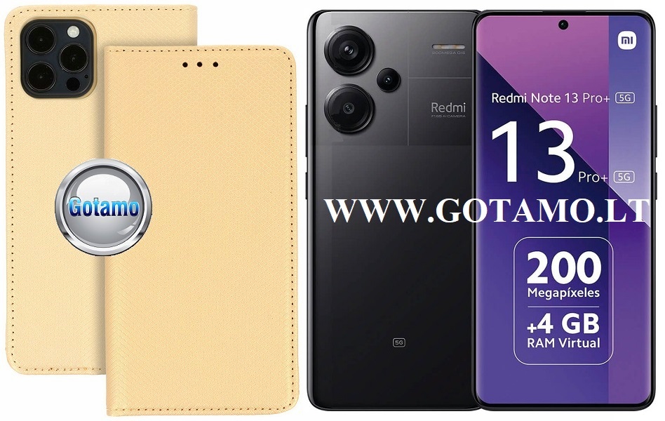 Re-Grid magnetinis dėklas Xiaomi Redmi Note 13 Pro Plus telefonui aukso spalvos