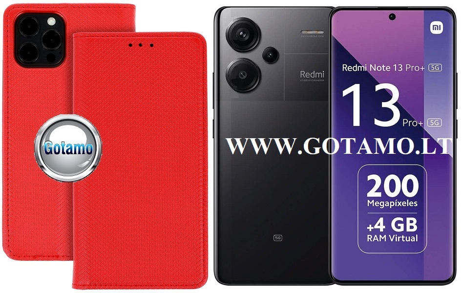 Re-Grid magnetinis dėklas Xiaomi Redmi Note 13 Pro Plus telefonui raudonos spalvos