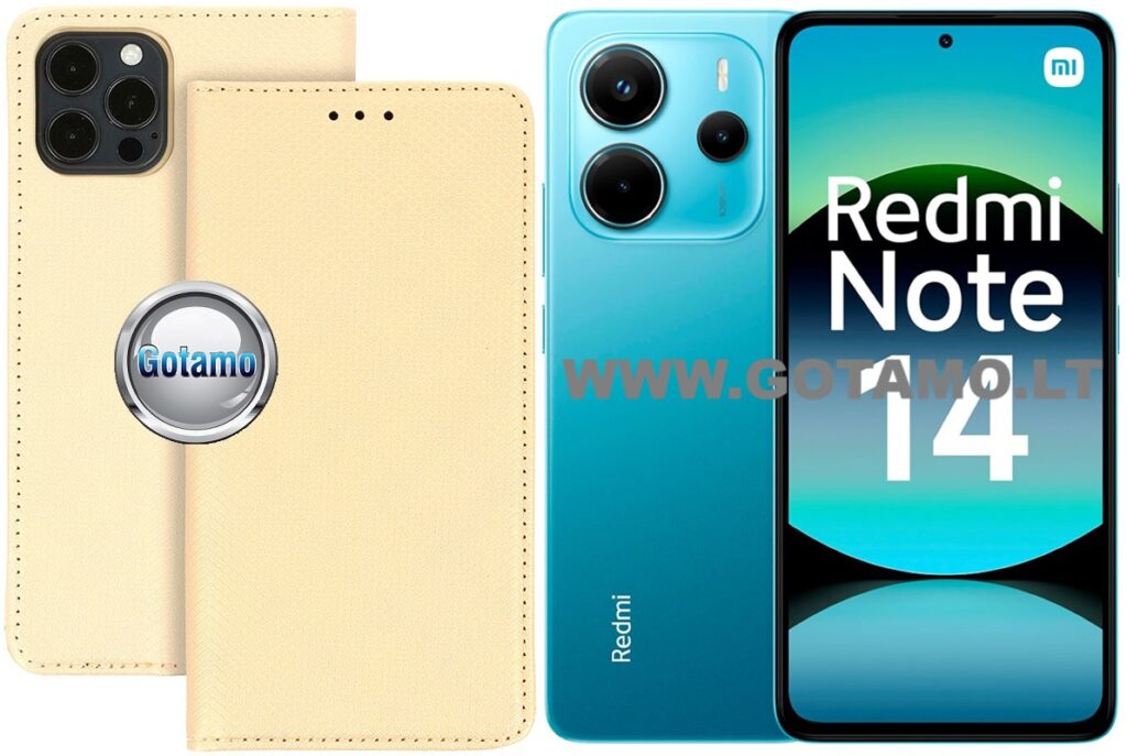 Re-Grid magnetinis dėklas Xiaomi Redmi Note 14 4G telefonui aukso spalvos