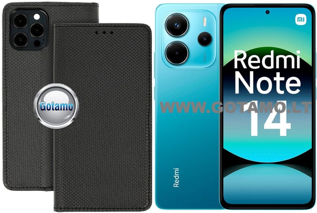 Re-Grid magnetinis dėklas Xiaomi Redmi Note 14 4G telefonui juodos spalvos