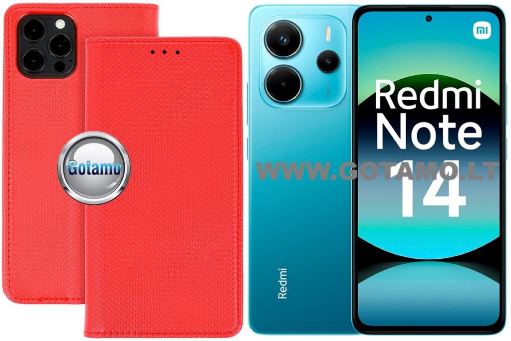 Re-Grid magnetinis dėklas Xiaomi Redmi Note 14 4G telefonui raudonos spalvos