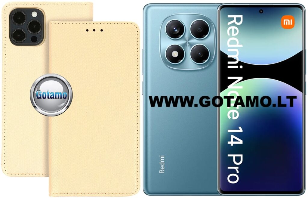 Re-Grid magnetinis dėklas Xiaomi Redmi Note 14 Pro 4G telefonui aukso spalvos