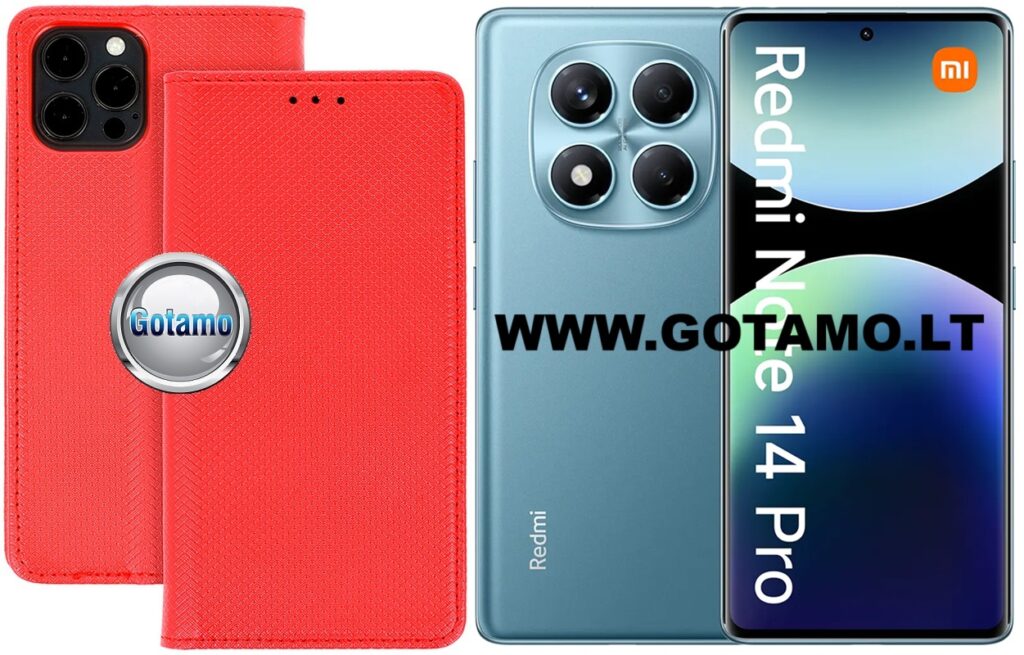 Re-Grid magnetinis dėklas Xiaomi Redmi Note 14 Pro 4G telefonui raudonos spalvos
