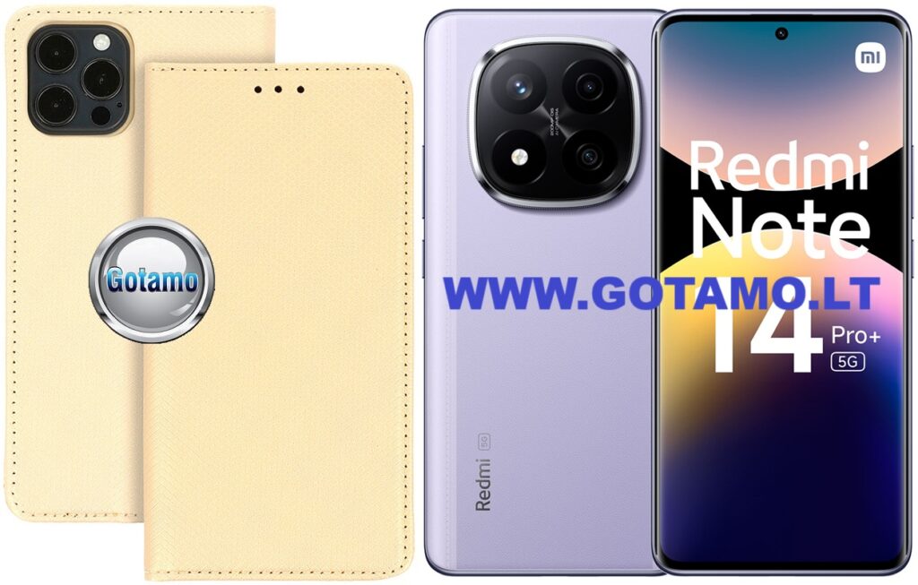 Re-Grid magnetinis dėklas Xiaomi Redmi Note 14 Pro Plus 5G telefonui aukso spalvos