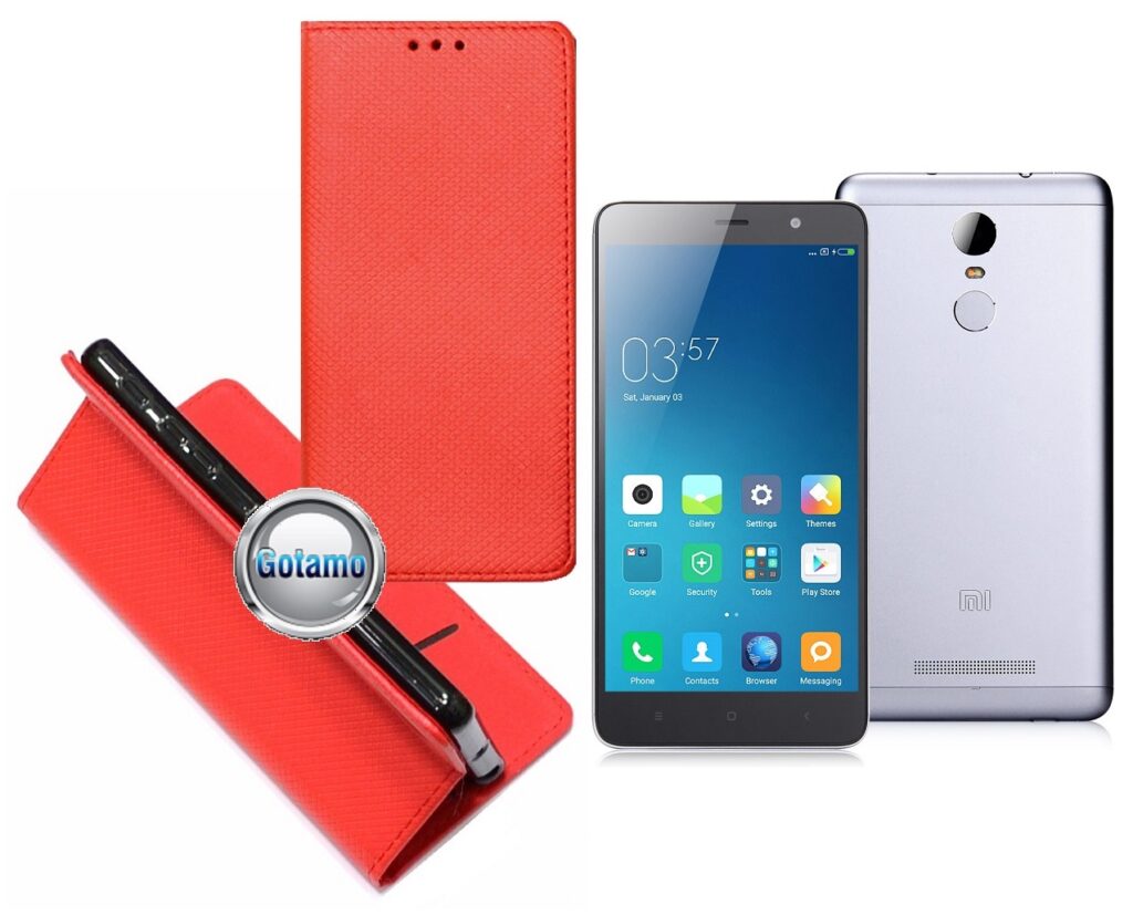 Re-Grid magnetinis dėklas Xiaomi Redmi Note 3 telefonams raudonos spalvos