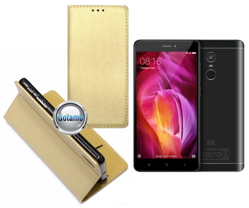 Re-Grid magnetinis dėklas Xiaomi Redmi Note 4, Xiaomi Redmi Note 4X telefonams aukso spalvos