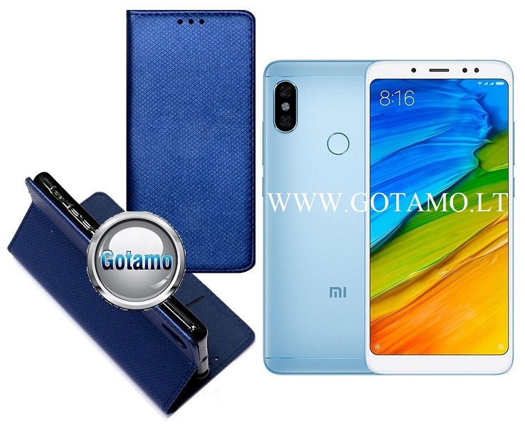 Re-Grid magnetinis dėklas Xiaomi Redmi Note 5, Xiaomi Redmi Note 5 Pro telefonams mėlynos spalvos
