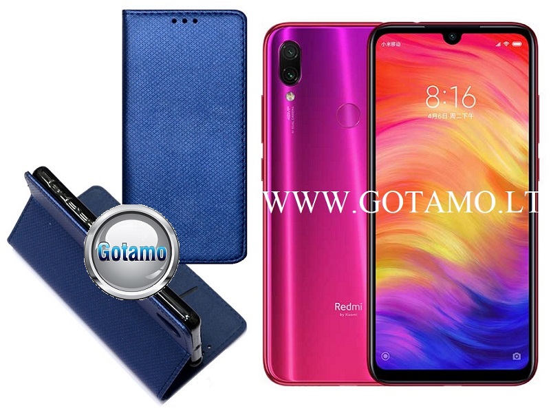 Re-Grid magnetinis dėklas Xiaomi Redmi Note 7, Xiaomi Redmi Note 7 Pro telefonams mėlynos spalvos