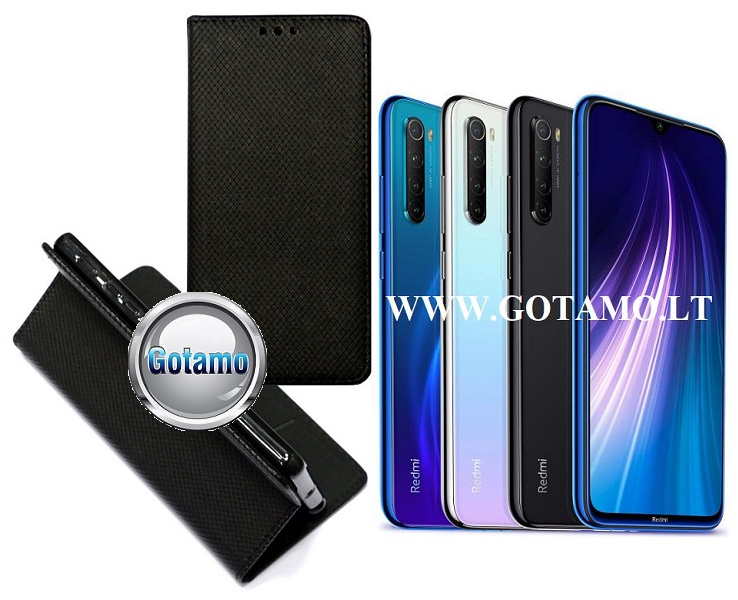 Re-Grid magnetinis dėklas Xiaomi Redmi Note 8 telefonams juodos spalvos