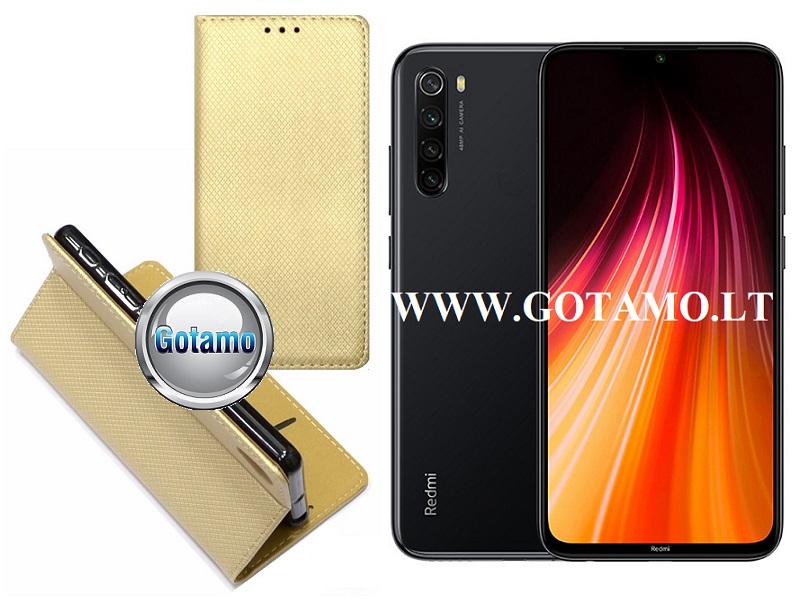 Re-Grid magnetinis dėklas Xiaomi Redmi Note 8T telefonams aukso spalvos