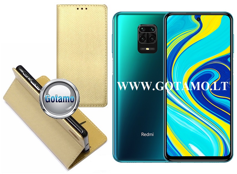 Re-Grid magnetinis dėklas Xiaomi Redmi Note 9S, Xiaomi Redmi Note 9 Pro telefonams aukso spalvos