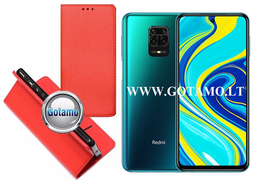 Re-Grid magnetinis dėklas Xiaomi Redmi Note 9S, Xiaomi Redmi Note 9 Pro telefonams raudonos spalvos