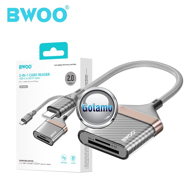 TF kortelių skaitytuvas Type-C BWOO pilkos spalvos