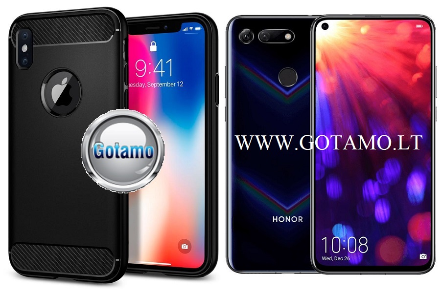 Siege dėklas nugarėlė Huawei Honor View 20 mobiliesiems telefonams juodos spalvos