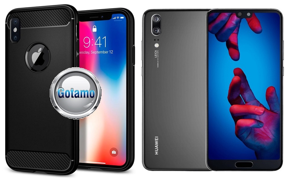Siege dėklas nugarėlė Huawei P20 mobiliesiems telefonams juodos spalvos