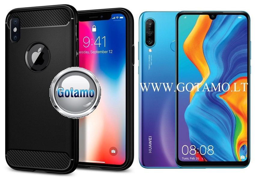 Siege dėklas nugarėlė Huawei P30 Lite mobiliesiems telefonams juodos spalvos