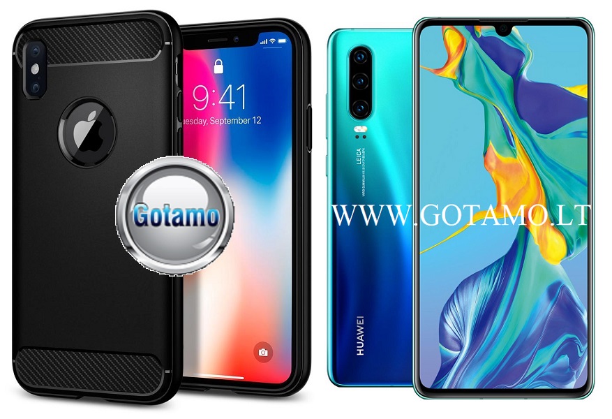 Siege dėklas nugarėlė Huawei P30 mobiliesiems telefonams juodos spalvos