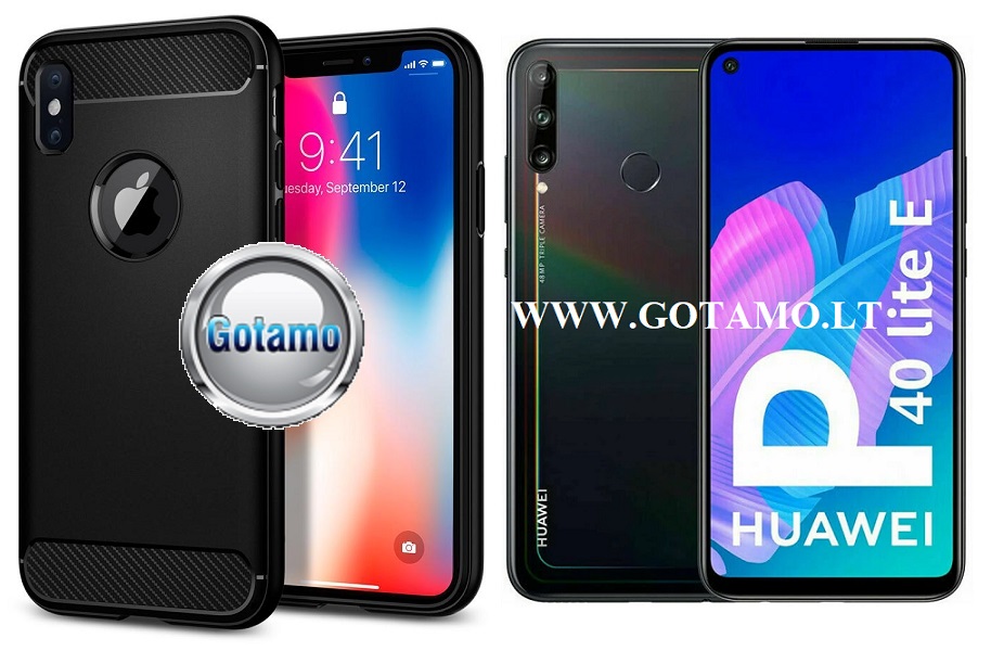 Siege dėklas nugarėlė Huawei P40 Lite E Huawei Y7P mobiliesiems telefonams juodos spalvos
