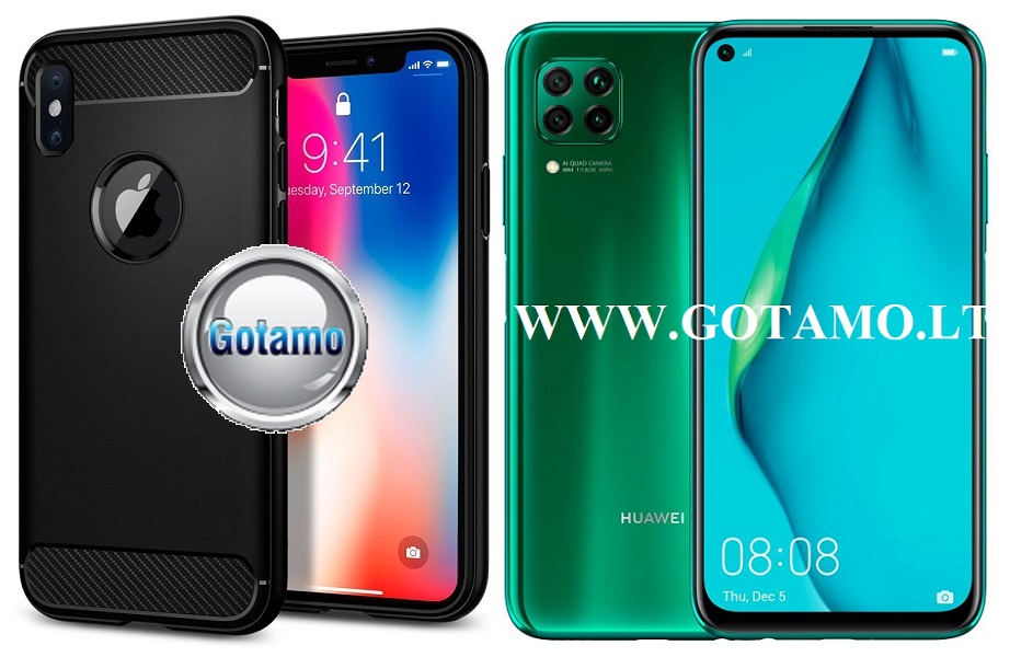 Siege dėklas nugarėlė Huawei P40 Lite mobiliesiems telefonams juodos spalvos