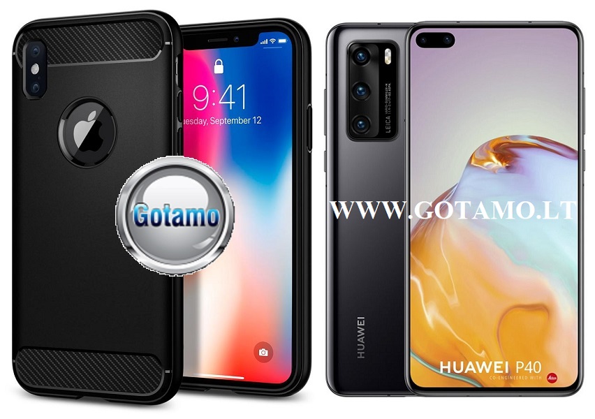 Siege dėklas nugarėlė Huawei P40 mobiliesiems telefonams juodos spalvos