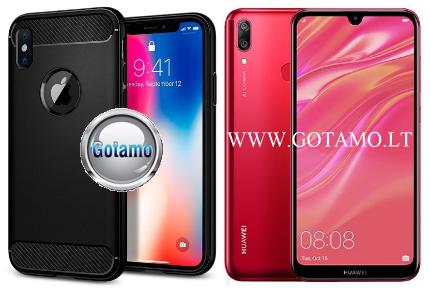 Siege dėklas nugarėlė Huawei Y7 (2019) mobiliesiems telefonams juodos spalvos