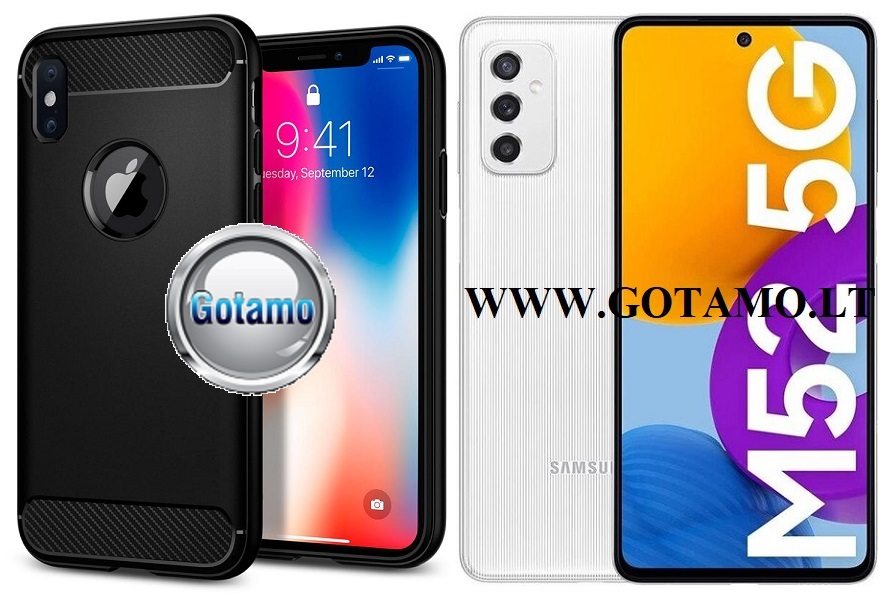 Siege dėklas Samsung Galaxy M52 5G mobiliajam juodos spalvos