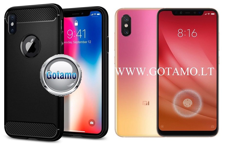 Siege dėklas nugarėlė Xiaomi Mi 8 Lite, Xiaomi Mi 8X mobiliesiems telefonams juodos spalvos
