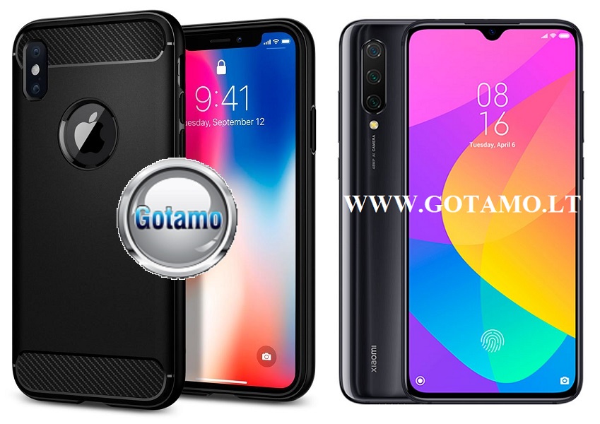 Siege dėklas nugarėlė Xiaomi Mi 9 Lite mobiliesiems telefonams juodos spalvos