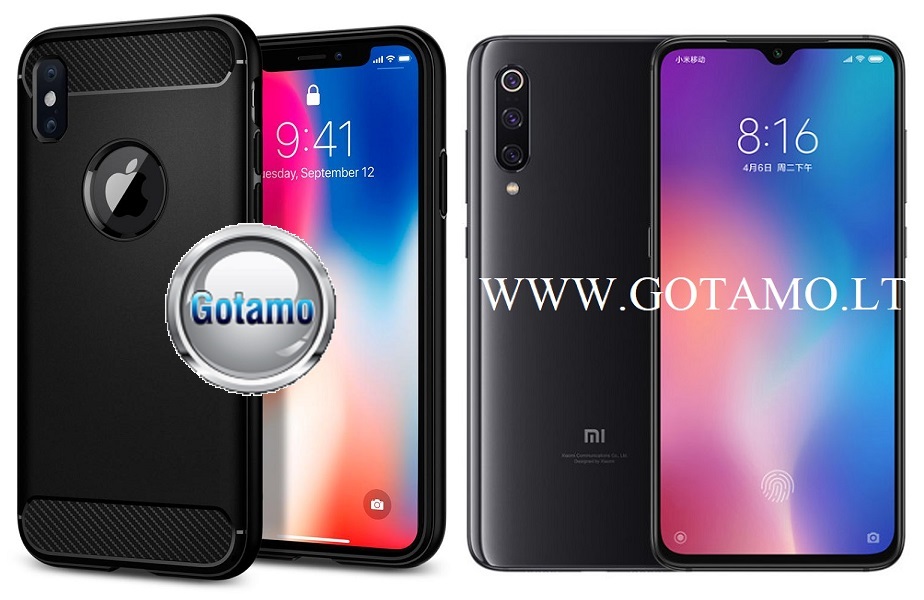 Siege dėklas nugarėlė Xiaomi Mi 9 mobiliesiems telefonams juodos spalvos