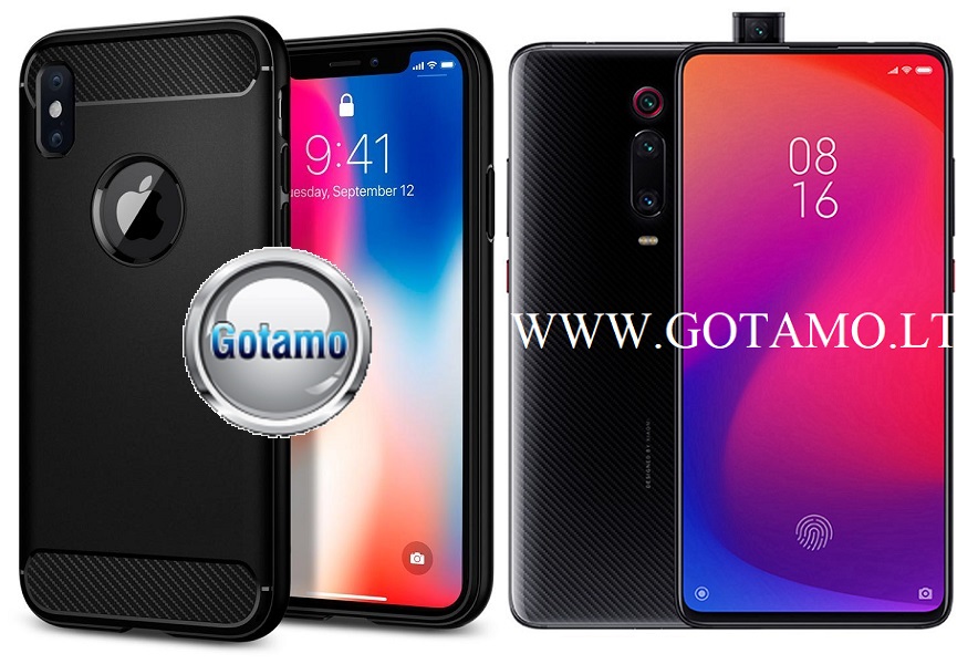 Siege dėklas nugarėlė Xiaomi Mi 9T, Xiaomi Redmi K20 mobiliesiems telefonams juodos spalvos