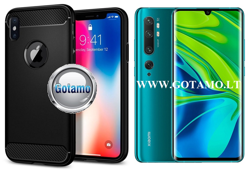 Siege dėklas nugarėlė Xiaomi Mi Note 10, Xiaomi Mi Note 10 Pro mobiliesiems telefonams juodos spalvos