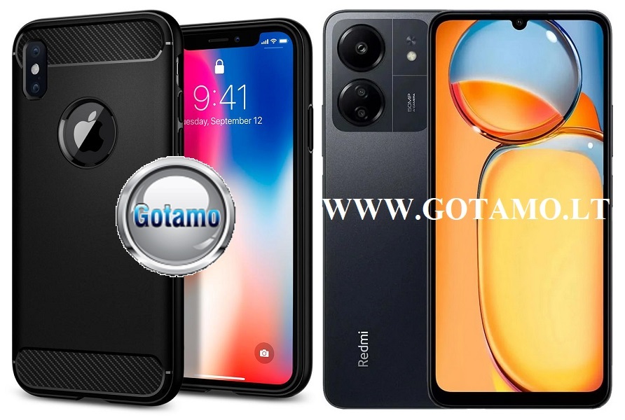Siege dėklas nugarėlė Xiaomi Redmi 13C, Xiaomi Poco C65 mobiliesiems telefonams juodos spalvos